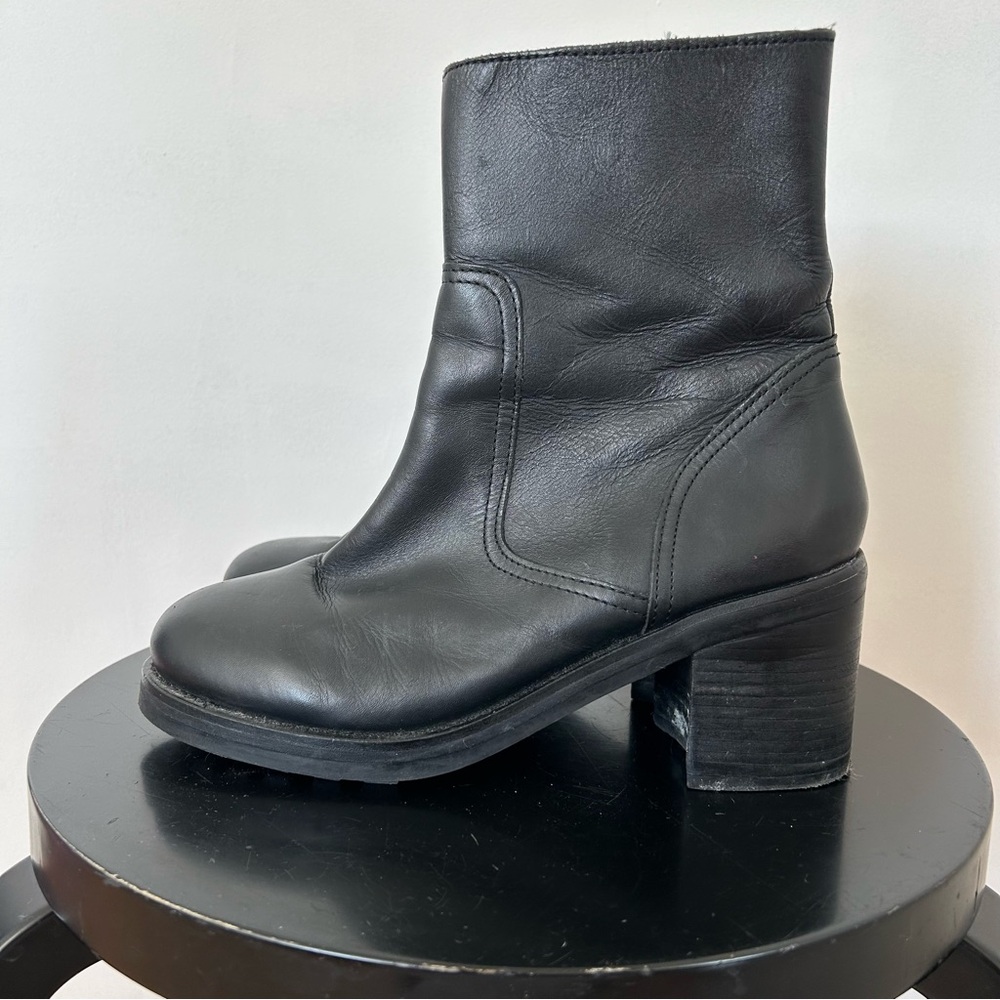 TOPSHOP BLACK LEATHER ANKLE BOOTS SIZE 38